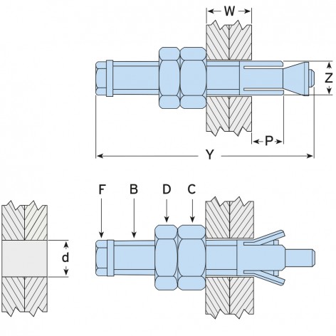 Hollo-Bolt LINDAPTER® Tipo LB2 Lindibolt 2 M10 Acciaio inox