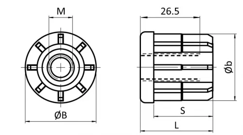 INSERT FILETE PR TUBES RONDS  60.3X2.0  M16 REF 098VR602016