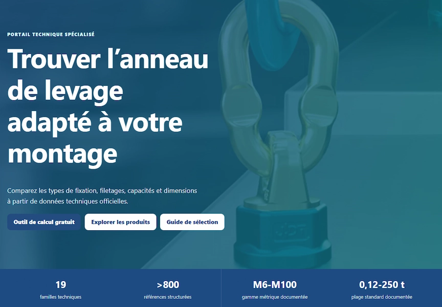 configurateur en ligne pour trouver anneau de levage professionnel