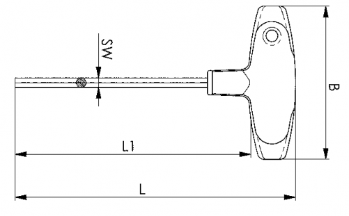 Chiave esagonale a T 2,5 mm X 150 N°906QE Codice AMF® 49023