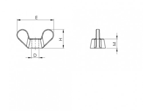 Dado ad alette NFE 27454 M20 X 2,50 ottone