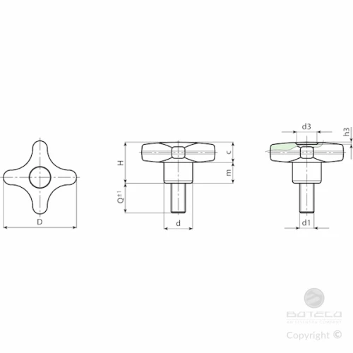 BOUTON CROISILLON FILETE REF F189-32M5X16
