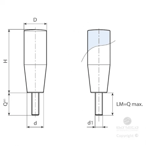 MANIGLIA FILETTATA DIRITTA RIF. M140-110M12X20