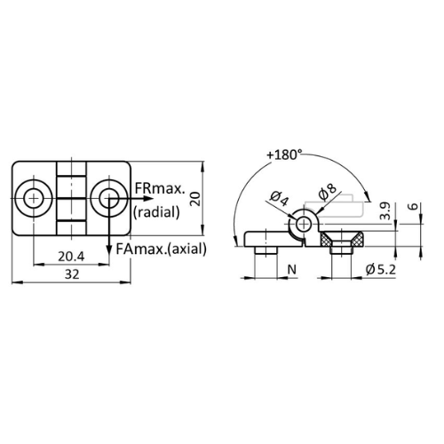 MINI CERNIERA IN PLASTICA 20 R5 RIF 095022F05