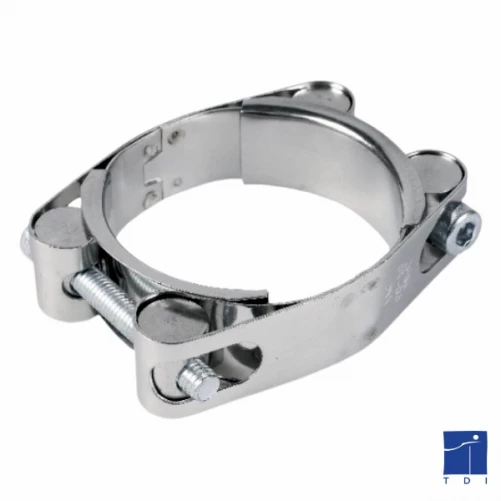 Morsetto a fascia stampata con doppio perno, larghezza 20 mm Ø140 a 150 mm, acciaio zincato bianco
