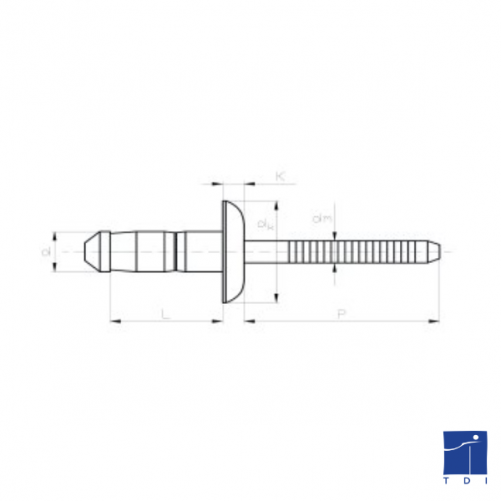 Rivetto cieco Dégométal® con gambo spezzato e testa bombata ISO 15977 3,2 mm X 12 mm alluminio/acciaio zincato