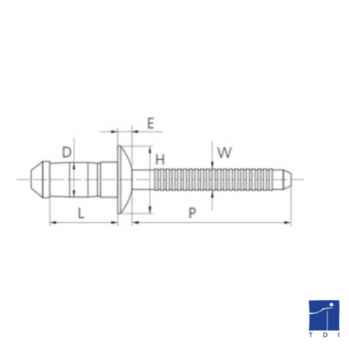 Rivetto cieco Dégométal® con gambo spezzato e testa bombata ISO 15983 4mm X 13mm acciaio inox A4/acciaio inox