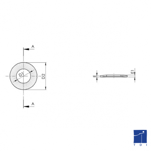 Rondella conica, dentellata, simbolo CS, media, NFE 25511, 6 mm, acciaio zincato, simbolo CONTACT® bianco