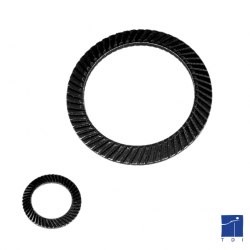 Rondella conica a doppia chiusura rinforzata in acciaio nichelato nero e zinco per molle da 3 mm