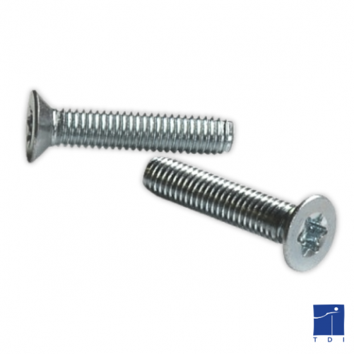 Viti metalliche svasate a 90° Pozidrive DIN 7500M M3 X 0,50 X 20mm acciaio cementato, zincato bianco