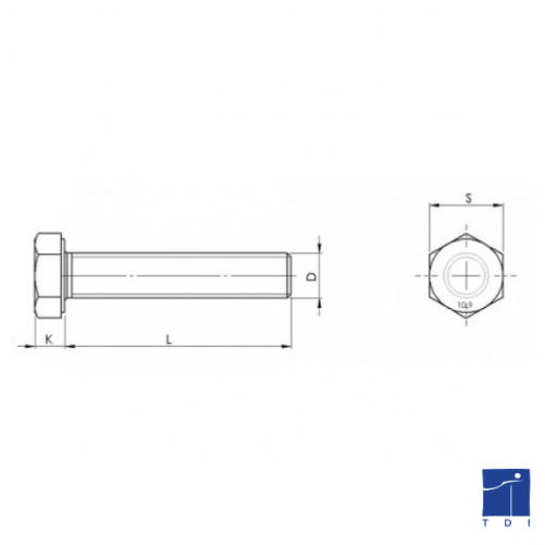 Vis tête hexagonale entièrement filetée DIN 933 M27 X 3.00 X 60mm cl. 8.8 galvanisé à chaud