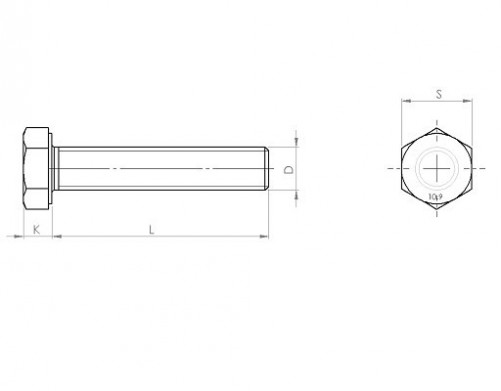 Vite a testa esagonale completamente filettata DIN 933 M20 X 2,50 X 30mm cl.10.9