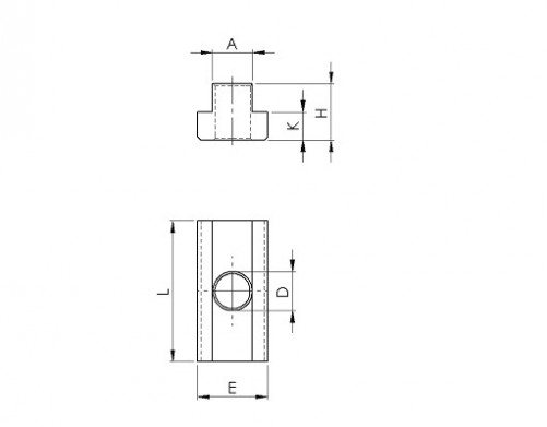 Tacchetto serie lunga per scanalatura a T N°508L 10mm X 12mm acciaio trattato termicamente Cl.10