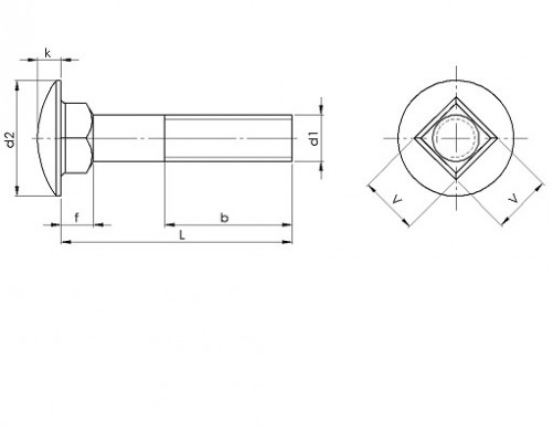 Viti a testa quadrata DIN 603 M8 X 1,25 X 30 mm Acciaio inox A2