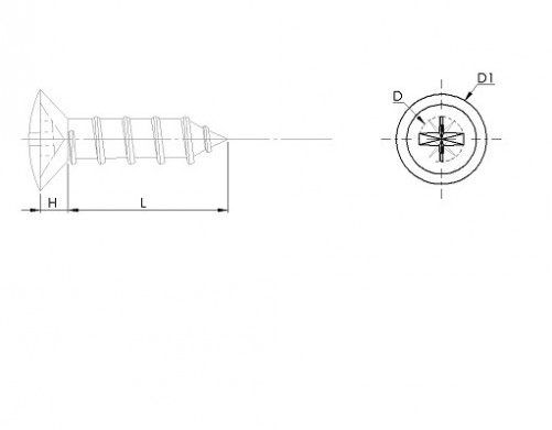 Vite autofilettante a testa svasata ovale DIN 7983 M3.9 x n°7 x 25mm Acciaio inox A2