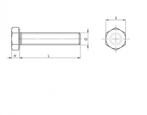 Vite a testa esagonale completamente filettata DIN 933 M24 X 3,00 X 45 mm acciaio inox A2