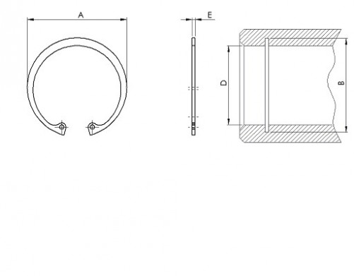 Anelli di sicurezza interni DIN 472 65mm acciaio inox 1.4122