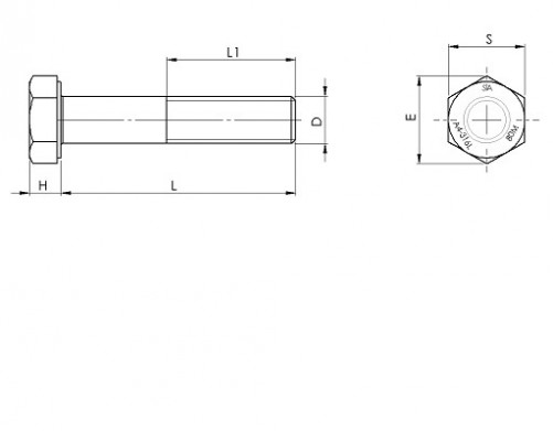Vite a testa esagonale parzialmente filettata ISO 4014 M10 X 1,50 X 150mm Acciaio inox 316L80 BUMAX 88®