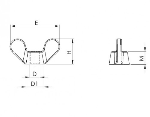 Dado ad alette M5 X 0,80 nylon