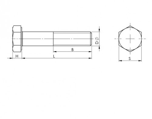 Vite a testa esagonale parzialmente filettata DIN 931 M12 X 1,75 X 70 mm nylon