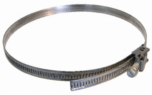 Morsetto con banda stampata e testa inclinabile larga 9 mm da Ø25 a 150 mm in acciaio inox 430