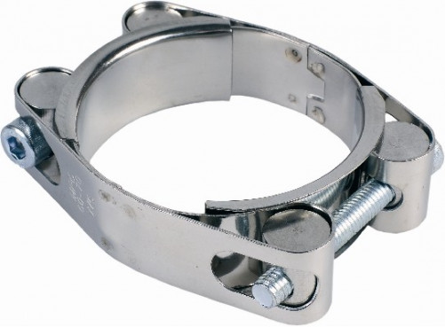Morsetto a fascia stampata con doppio perno, larghezza 20 mm Ø60-70 mm, acciaio zincato bianco