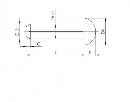 Testa tonda scanalata ISO 8746 6 mm X 12 mm acciaio dolce XC10