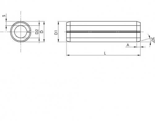 Perno cilindrico cavo, serie spessa DIN 1481 acciaio 12mm X 70mm