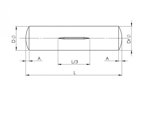 Perno scanalato con scanalatura centrale su un terzo della lunghezza ISO 8742 3mm X 18mm acciaio S250