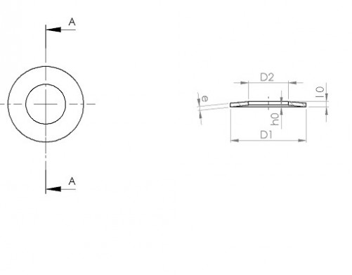 Rondella elastica dinamica DIN 2093 28 mm X 10,2 mm X 1,25 mm in acciaio inox