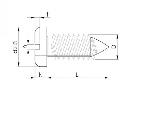 Vite autofilettante a testa cilindrica con intaglio e punta DIN 7971C M3.9 x n°7 x 19 mm in acciaio zincato bianco