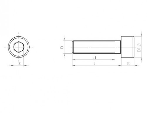 Vite a testa esagonale DIN 912 M7 X 1.00 X 20 mm cl.8.8