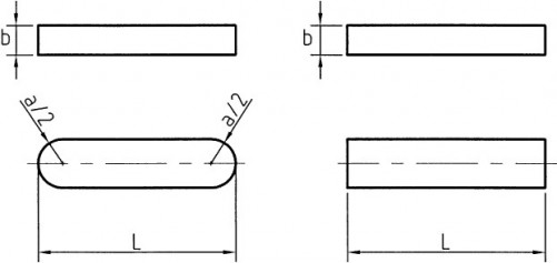 Chiave parallela con estremità tonde DIN 6885 A 8mm X 28mm X 12mm acciaio C45K