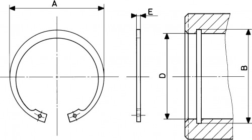 Anelli di sicurezza interni DIN 472 170 mm acciaio XC75 fosfatato