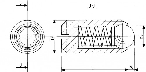 Posizionatori a molla, con intaglio, forma A 6 mm acciaio XC38 + sfera XC10