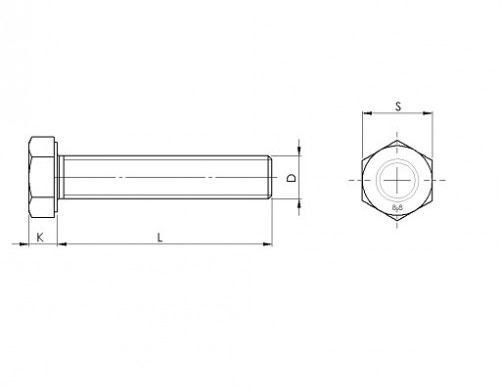 Bullone a testa esagonale, completamente filettato ISO 4017 M30 X 3.50 X 80mm cl.8.8 zincato écotri®