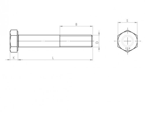 Vite a testa esagonale parzialmente filettata DIN 931 M20 X 2,50 X 70mm cl.12.9