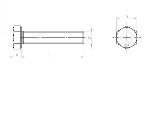 Vite a testa esagonale completamente filettata DIN 933 M16 X 2,00 X 50mm cl.12.9