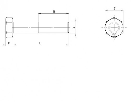 Vite a testa esagonale parzialmente filettata DIN 931 M6 X 1.00 X 70mm cl.8.8 zincata Ecotri®